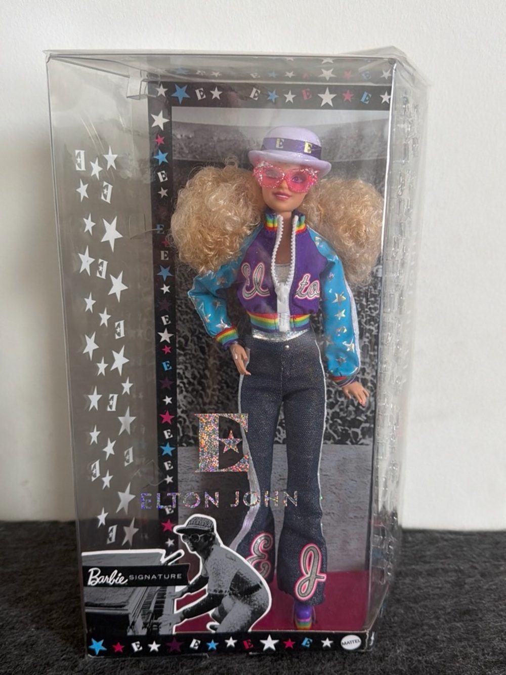 Barbie Signature Elton John Doll - Rainbow Jacket & Lavender Hat